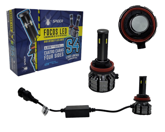 SR-S4H11 Focos Leds H11 17,000 Lumenes Serie S4 Spider